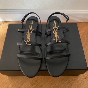 Saint Laurent Cassandra Leather Slingback Sandals
